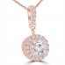 0.96 Ct Ladies Round Cut Diamond Solitaire Pendant Rose Gold